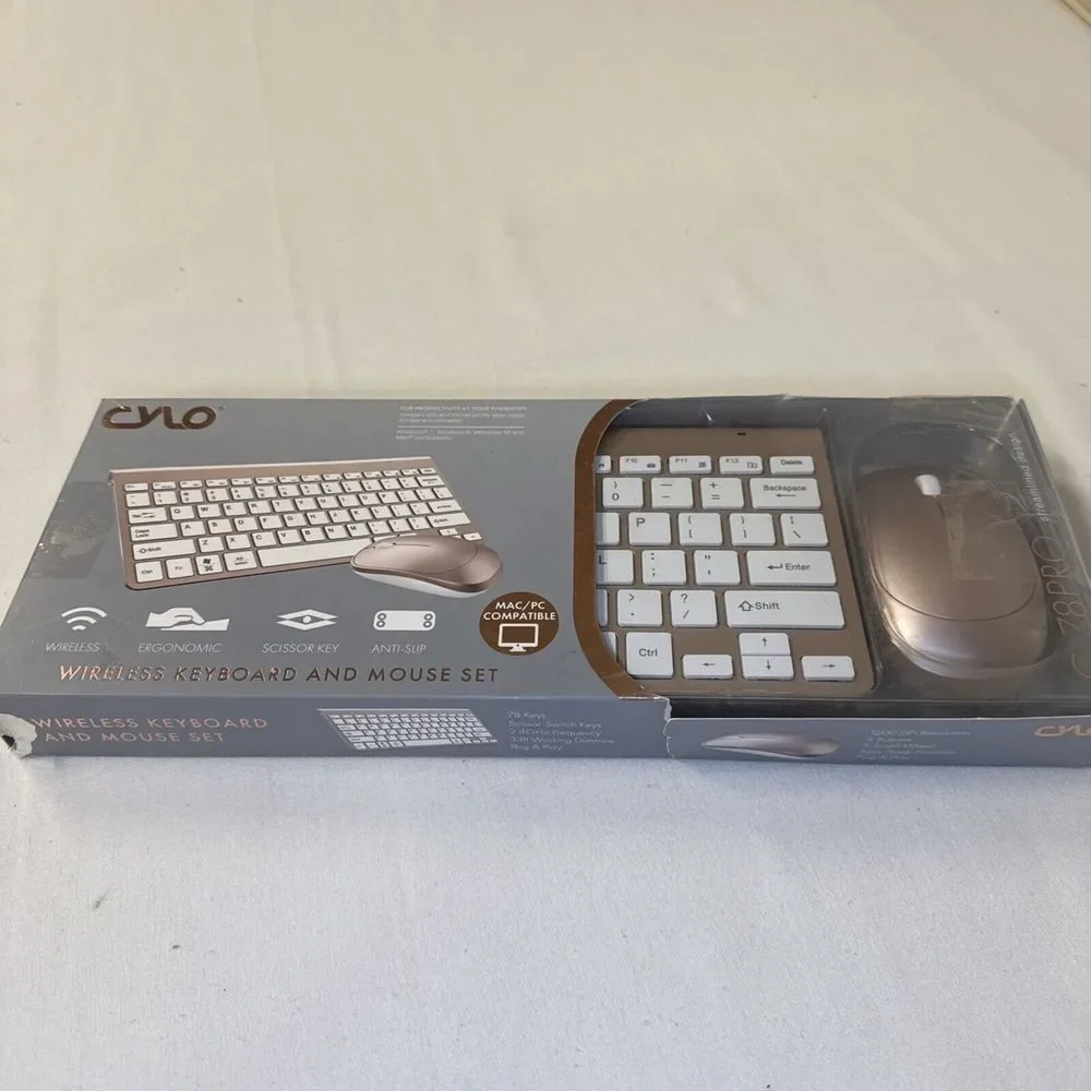 Cylo Wireless Touch Keyboard and Mouse Set Plug & Play Brand-new Open‎  , Silver